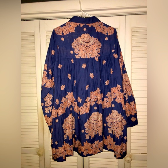 Free People Smell the Roses Mini Dress Tunic in Lake Combo Size Medium - Picture 7 of 7